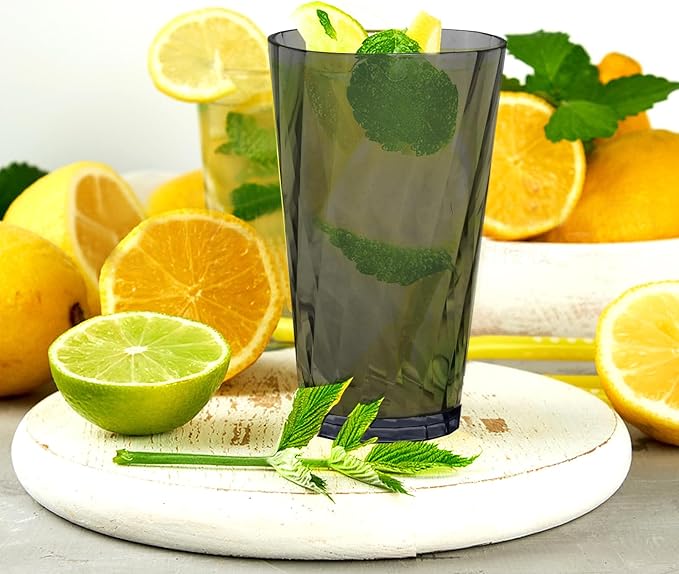 Unbreakable Plastic Drinking Glasses,Set of 6, Shatterproof Drinking Cups, Plastic glass cups,20ozplastic Tumbler Cups, Dishwasher Safe (Grey 20oz)