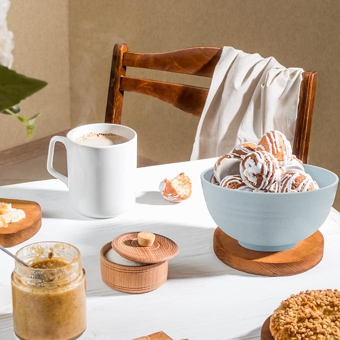 Unbreakable Cereal Bowls Set of 6, 24 OZ Made from Wheat Straw, Microwave & Dishwasher Safe, BPA-Free, for Dessert, Cereal, Serving, Soup, Oatmeal, Pasta, Salad, Lightweight Soup