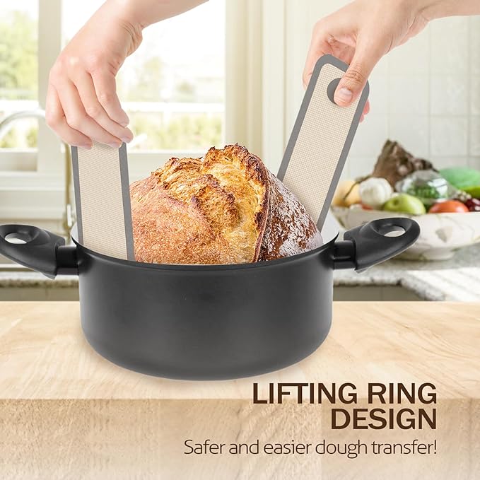 Silicone Bread Sling for Dutch Oven, 2 PCS Non-Stick & Easy Clean Reusable Sourdough Mat, Sourdough Bread Baking Supplies, Tools & Accessories