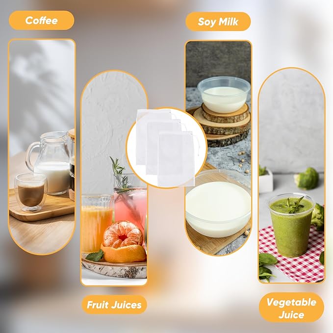 6Pack Nut Bag Strainer 14 x 10 Inch Cheesecloth Bags for Straining Nylon Cheese Cloth Bags Reusable Nut Milk Bag 200 Mesh Fine Mesh Bag for Straining Fruit Juice Cheese Coffee Tofu Yogurt Tea