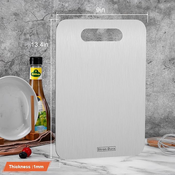 Cutting Board, Cutting Boards for Kitchen, Titanium Cutting Board, Foodgrade Stainless Steel Cutting Board for Meat,Fruit, Vegetables, Outdoor or Indoor, M 13.4" * 9"