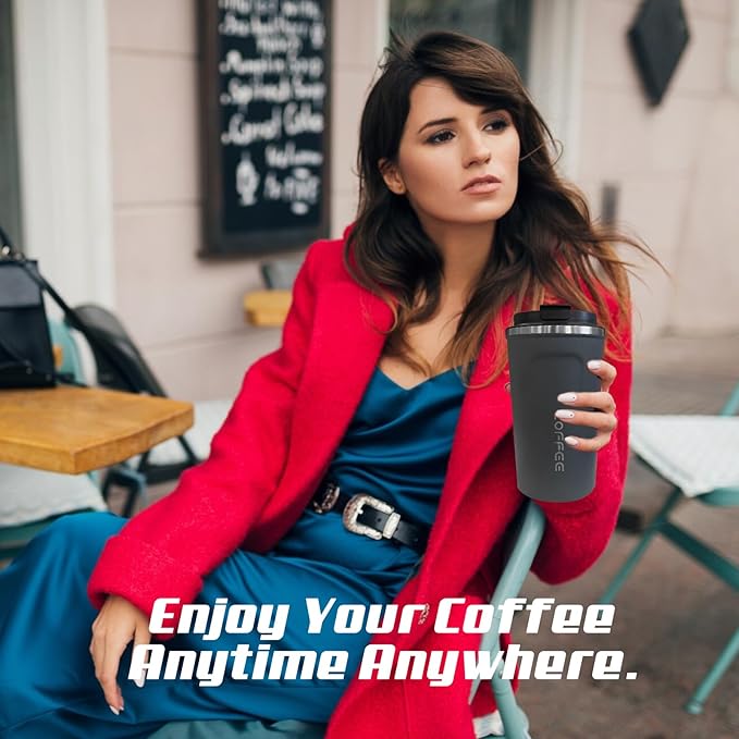 Travel Coffee Mugs Leak-Proof, Reusable Coffee Cups with Lids, Stainless Steel Vacuum Insulated Coffee Tumblers, Thermal Insulation Cups for Men and Women Hot & Cold Drinks(2nd-Blue, 17OZ)