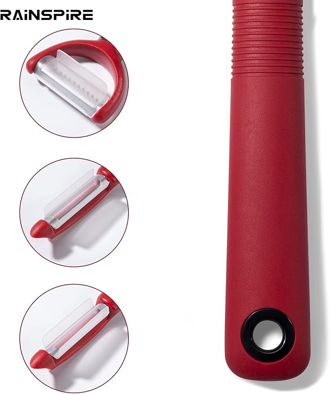 Rainspire 3-Piece Peeler Set, Premium Swivel Vegetable Peeler, Kitchen Gadgets Apple Peeler Potato Peeler Veggie Peeler Fruit Peeler, Dishwasher Safe Kitchen Accessories (Red)