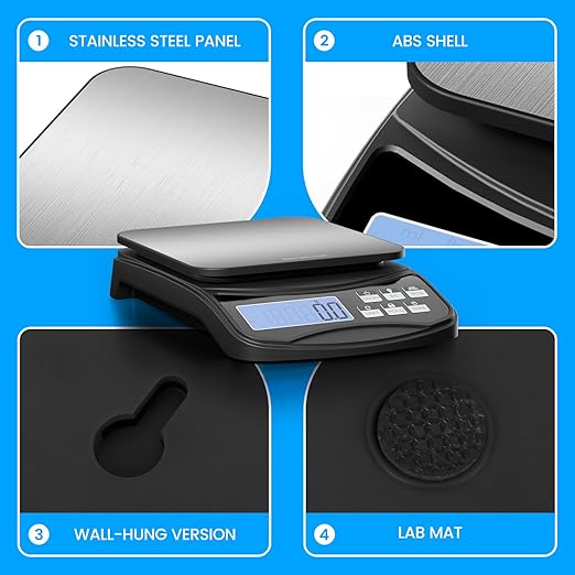 Food Scale, Digital Kitchen Scale with Large Panel, Weight Grams and Ounces for Baking Cooking and Meal Prep, 6 Units with Tare Function, 11lb 5kg/0.1g Batteries and USB Charging