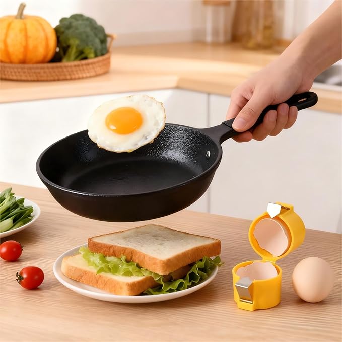 Premium PP Egg Shell Opener & Cracker, Clean Crack Egg Tool with Built-In Separator, Fits Multiple Egg Sizes, Dishwasher Safe Kitchen Gadget for Raw & Soft-Boiled Eggs, 2 Pcs (Rose Red & Yellow)