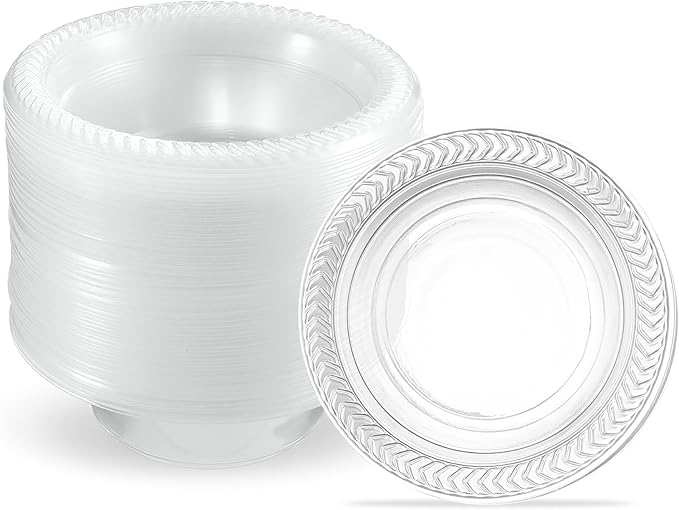 PLASTICPRO 80 Pack Clear Plastic Soup Bowls 5 oz Durable Disposable Small Plastic Bowls for Parties Events BBQ