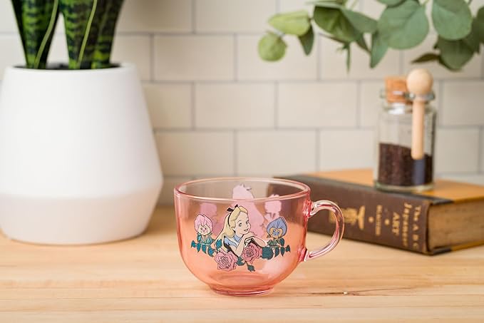 Silver Buffalo Disney Alice in Wonderland Teacup Glass Coffee Mug, 16 Ounces