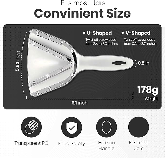 Jar Opener for Weak Hands, Multi-Blade Lid Opener with Ergonomic Non-Slip Handle, Easy Grip Bottle & Jar Opener for Seniors, Arthritis, Kitchen Tool for All Lid Sizes