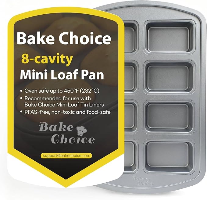 Mini Loaf Pan, 8-Cavity Non-Stick Carbon Steel Baking Pans Set for Banana Bread, Cornbread, Cheesecake, Muffins, Pound Cake, Small Meatloaf, Bread Pan
