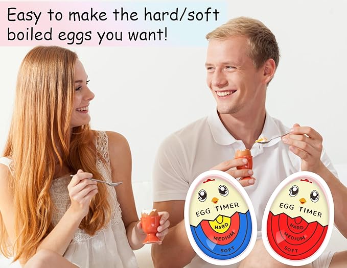 Lasubst Egg Timer that Goes in Water for Soft Medium Hard Boiled Eggs, 1 Red 1 Tricolor