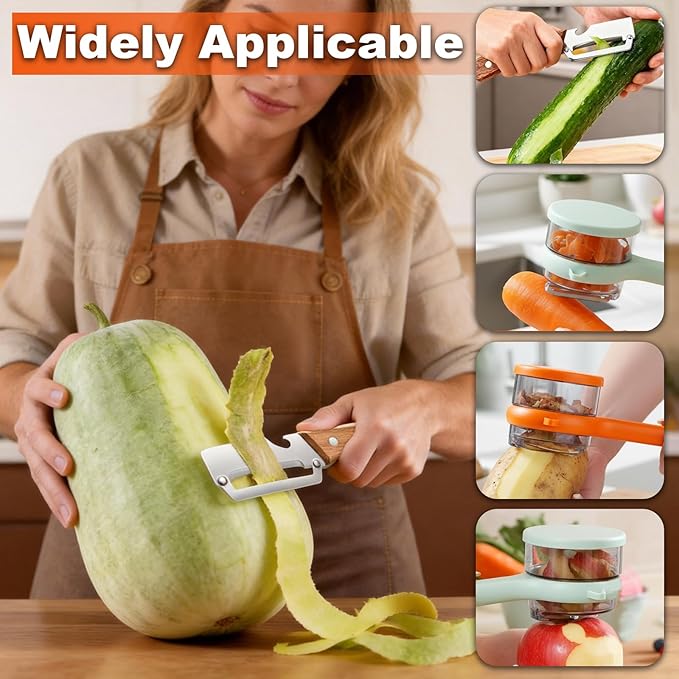 Multi Functional Vegetable Peeler for Kitchen with Bottle Opener,2 Pcs Peeler with Container, Stainless Steel Blade,Fruit and Vegetable Peeler with Storage Box,for peeling apples, potatoes, carrots