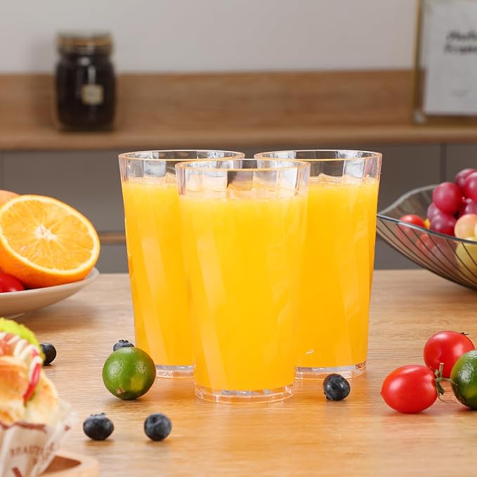 Unbreakable Plastic Drinking Glasses,set of 8, shatterproof drinking cups, plastic glass cups, 10 ozplastic Tumbler Cups, Dishwasher Safe (transparent)