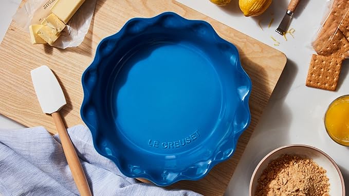 Le Creuset Stoneware Set of 2 9" Heritage Fluted Pie and 9" Fluted Loaf Dish, Marseille