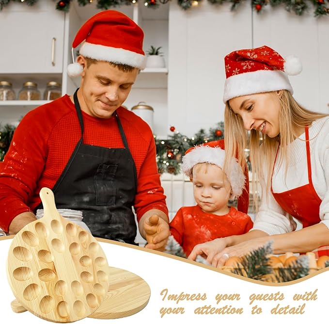 Deviled Egg Platter,Wooden Deviled Egg Tray,Reversible 24 Holes Round Egg Holder Container Charcuterie Board for Kitchen Countertops,Serving Tray