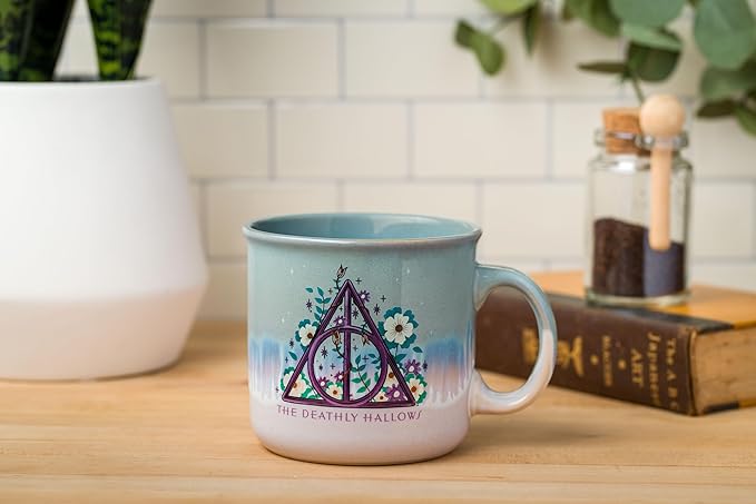 Silver Buffalo Harry Potter The Deathly Hallows Reactive Glaze Ceramic Camper Mug, 20 Ounces