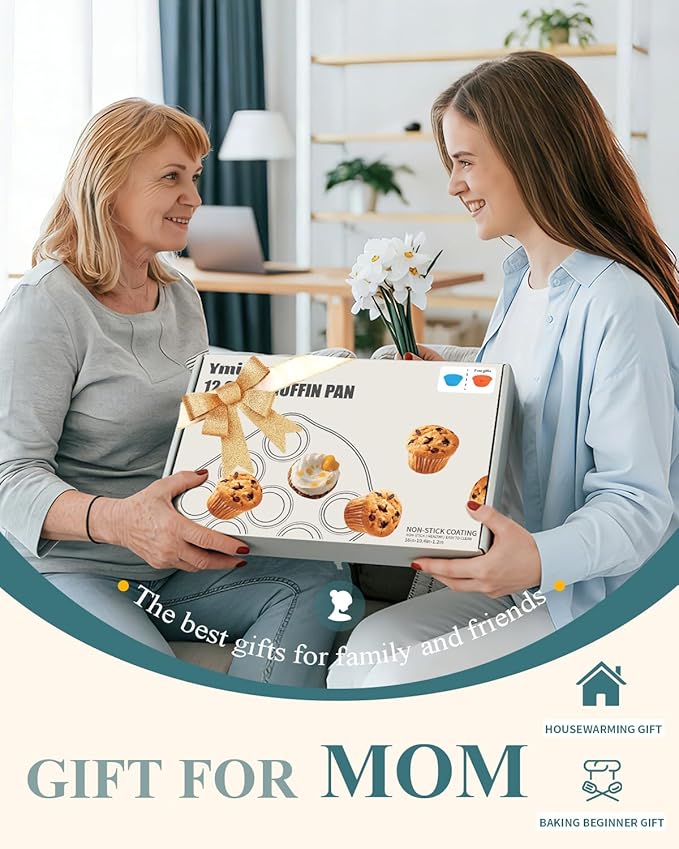 Nonstick Muffin Pan with 12 Silicone Baking Cups, Carbon Steel Muffin Tin for Muffins, Cupcakes, Egg Bites and more, Non Toxic, Easy to Clean, Dishwasher Safe, Sunshine Cream