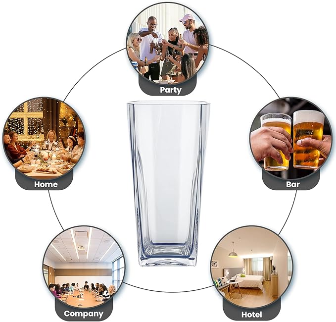 Top-spring 20-Ounce Reusable Plastic Water Tumbler, Clear Shatterproof Drinking Glasses, BPA Free, Set of 6 (20 Oz, Clear)