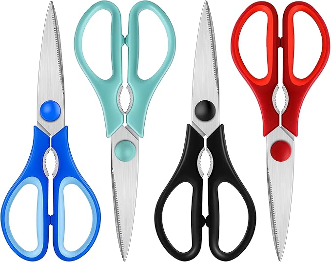 Black Kitchen Scissors, Rkqoa Kitchen Shears Set Heavy Duty Cooking Scissor, Dishwasher Safe & Stainless Steel Sharp Utility Scissors for Cooking, Camping, Everyday use