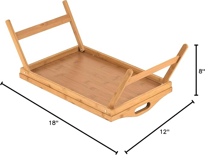 Home-It Bed Table Tray with Folding Legs - Bamboo Breakfast Tray with Handles for Bed, Sofa, Eating and Laptops, Snacking and Working