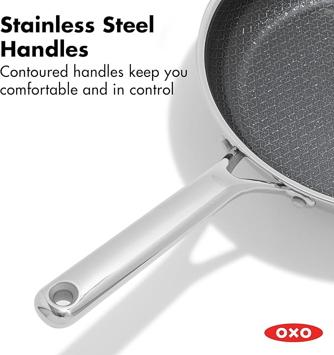 OXO Hybrid 12” Nonstick Wok with Glass Lid, PFAS-Free Ceramic Stir-Fry Pan, Induction & All Cooktop Compatible, Dishwasher Safe, Fusion Boost Tech for Powerful Searing, Mirror Polished Tri-Ply