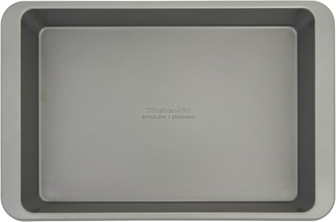 KitchenAid Nonstick Swiss Engineered Aluminized Steel Cake Pan, Dishwasher Safe, Contour Silver, 9 x 13 Inch