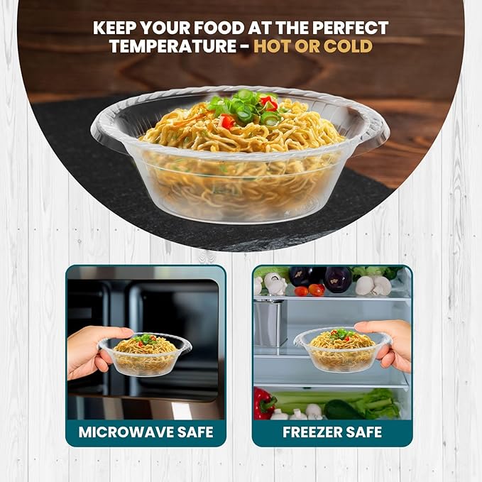 R-kay 200 Pack Clear Plastic Bowls - Microwavable Clear Bowls - Strong Heavy Duty And Sturdy Clear Disposable Plastic Bowls