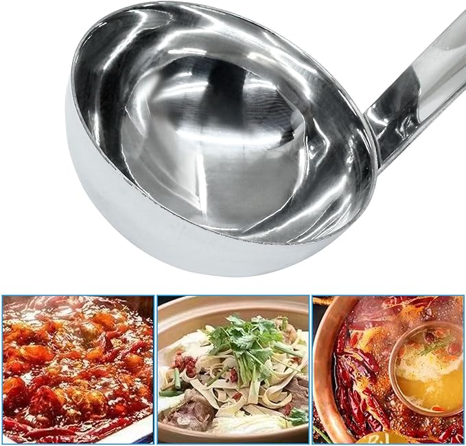 1Pc 2 oz Ladle, Stainless Steel Ladle Long Handle with Hook, Metal for Sauces, Soup