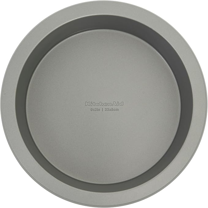 KitchenAid Nonstick Swiss Engineered Aluminized Steel Round Cake Pan, Dishwasher Safe, 9 Inch, Contour Silver