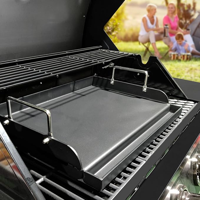 Cast Iron Griddle for Gas Grill 25"x16" Flat Top Grill Griddle Pan for Stove Top Nonstick BBQ Griddle Plate for Charcoal & Gas Grill Heavy Duty Universal Cooking Surface for Blackstone Style