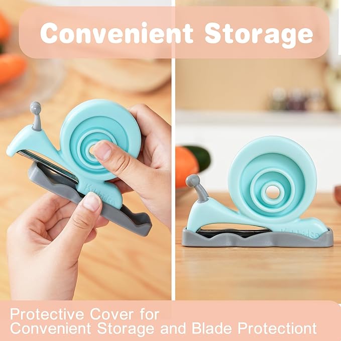 Kibbidea Vegetable Peeler, Kids Potato Fruit Peeler for Kitchen with Cut-proof Glove, Kids Cute Kitchen Accessories (Blue) (Blue)
