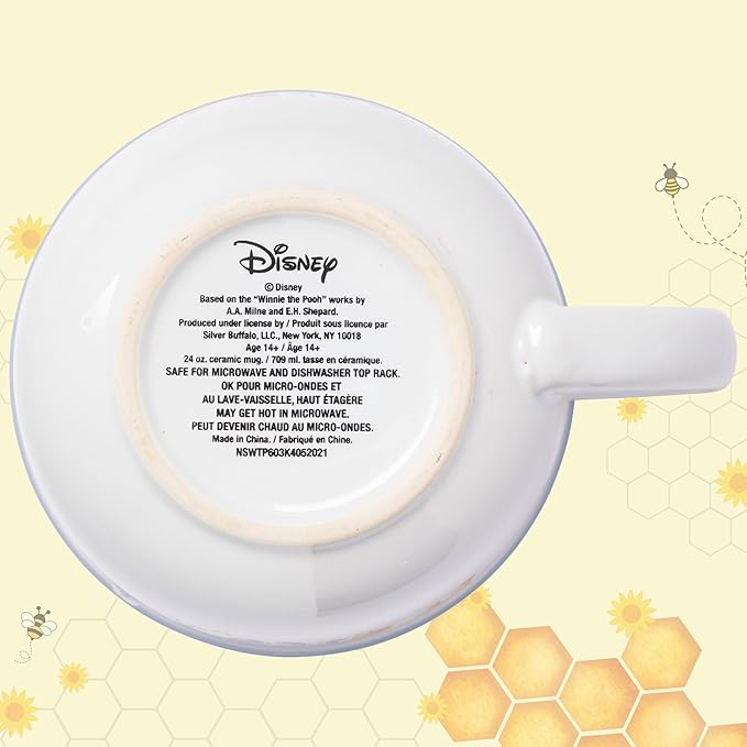 Silver Buffalo Disney Winnie the Pooh Kindness Always Featuring Eeyore, Tigger, and Piglet Ceramic Soup Mug with Vented Plastic Lid, 24 Ounces