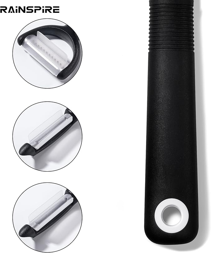 Rainspire 3-Piece Peeler Set, Premium Swivel Vegetable Peeler, Kitchen Gadgets Apple Peeler Potato Peeler Veggie Peeler Fruit Peeler, Dishwasher Safe Kitchen Accessories, Black