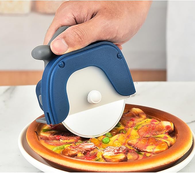 Wheel Pizza Cutter, 5 Inch Stainless Steel Round Pizza Knife Sharp Blade with Rubber Handle for Pizza Cutting (1)