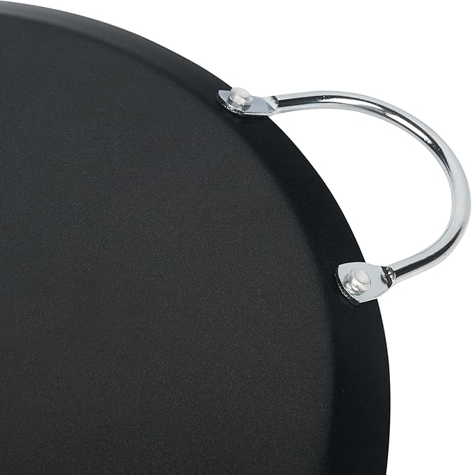 Restaurantware-Met Lux 11.06 Inch Round Griddles With Double Handles, 10 No-Stick Flat Top Grills - Compatible With Open Fire And Gas, Durable, Black Carbon Steel Griddle Pans, Even-Heating