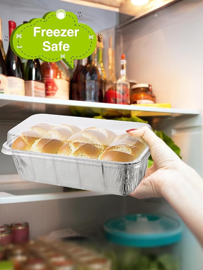 60 Pack Disposable Aluminum Loaf Pans with Lids Combo Set - 30 Pack 8.5x4.5x2.5 Foil Loaf Pans & 30 Pack 6x3.5x2 Mini Tin Foil Baking Pans Tin Trays Food Containers for Baking Cakes Bread Meat