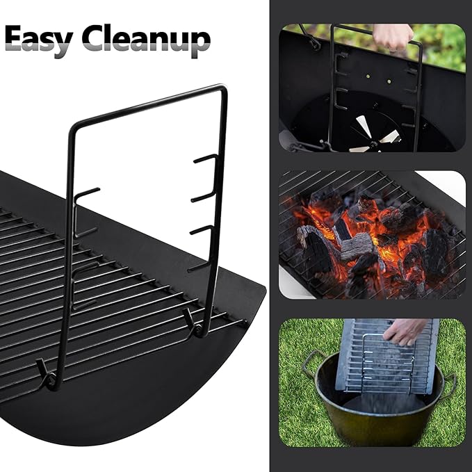 Criditpid 20 Inch Ash Pan Drip Pan Ashpan for Char-Griller 5050, 5072, 5650, 2123, 2223, 2823 Charcoal Grill, 20" Drip Pan Grates Replacement Part with 2pcs Fire Grate Hanger.