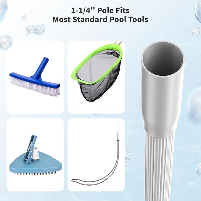 【Upgrade】 Pool Net Total Length 6 Feet, Swimming Pool Skimmer Net with 6 Section Telescopic Aluminum Pole for Fast Cleaning Ponds, Hot Tub, and Spas, Pool Cleaner Supplies and Accessories