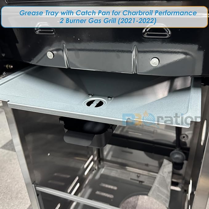 G325-5701-W1 Grease Tray with Catch Pan for Charbroil Performance 2 Burner 463630021 463660421 463630422 463660021 463655021, Drip Pan for Charbroil Grease Tray Replacement