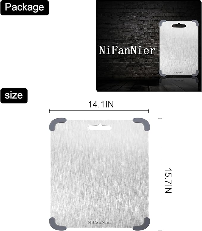 Titanium Cutting Board, 2026 New Upgrade 100% Pure Titanium Cutting Boards for Kitchen, Latest Thickened Version Thickness 0.06IN, Double-Sided Available Belt Guard Angle(15.7IN X 14.1IN)