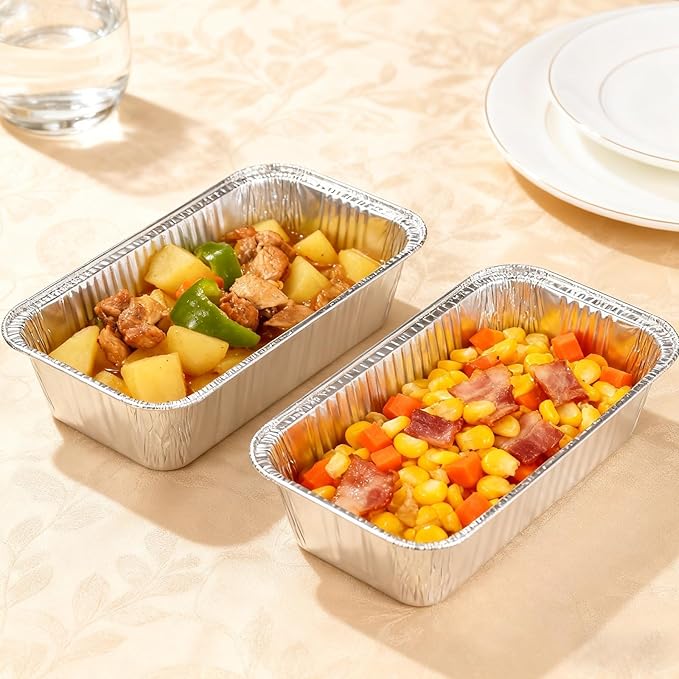 50 Pack Loaf Pans,2 LB Disposable Aluminum Foil Loaf Pans, 8.5"x4.5"x2.5" Heavy Duty Aluminum Foil Bread Tins Perfect for Banana Bread, Cakes & Meatloaf,Non-Stick, Even Baking, Easy Release