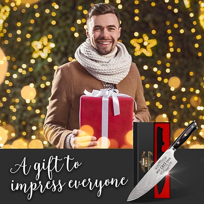 Gifts for Men Women Chef, 8 inch Professional Kitchen Knife Gift Set, German High Carbon Stainless Steel Chef's Knife, Birthday Gifts for Men, Kitchen Cooking Knife Gift Set