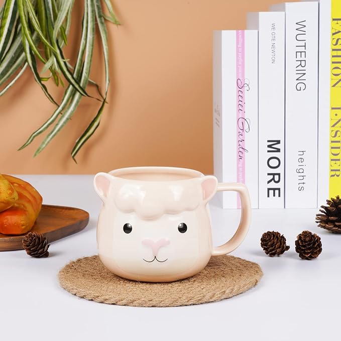 Llama Coffee Mug 14 oz Ceramic Novelty Coffee Mug 3D Porcelain Tea Mug for Women Christmas Housewarming Holiday Birthday Gifts for Women Mom Kids Teacher and Best Friend Pink