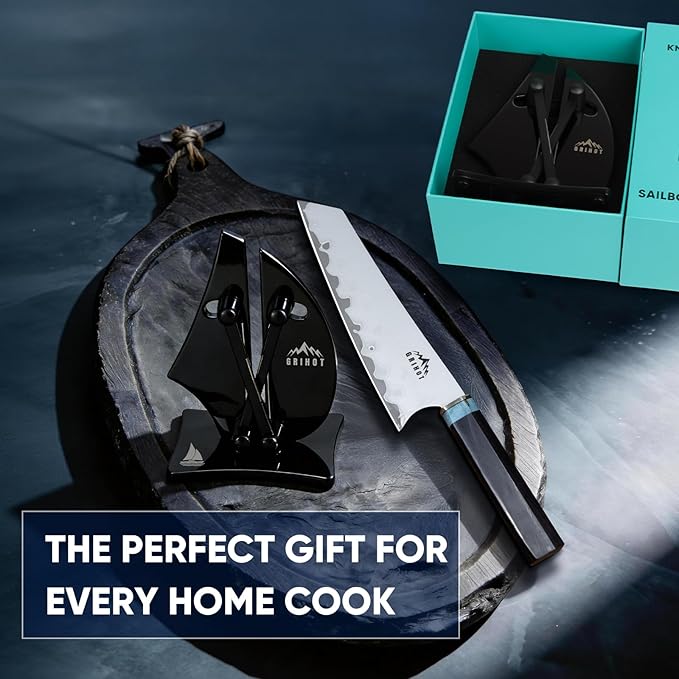VN3 Professional Knife Sharpener | 3-Action Streamlined Sailboat Design for Effortless Knife Sharpening - The Ultimate Tool for Precision 11 to 21 Degree Angles (Obsidian Color)