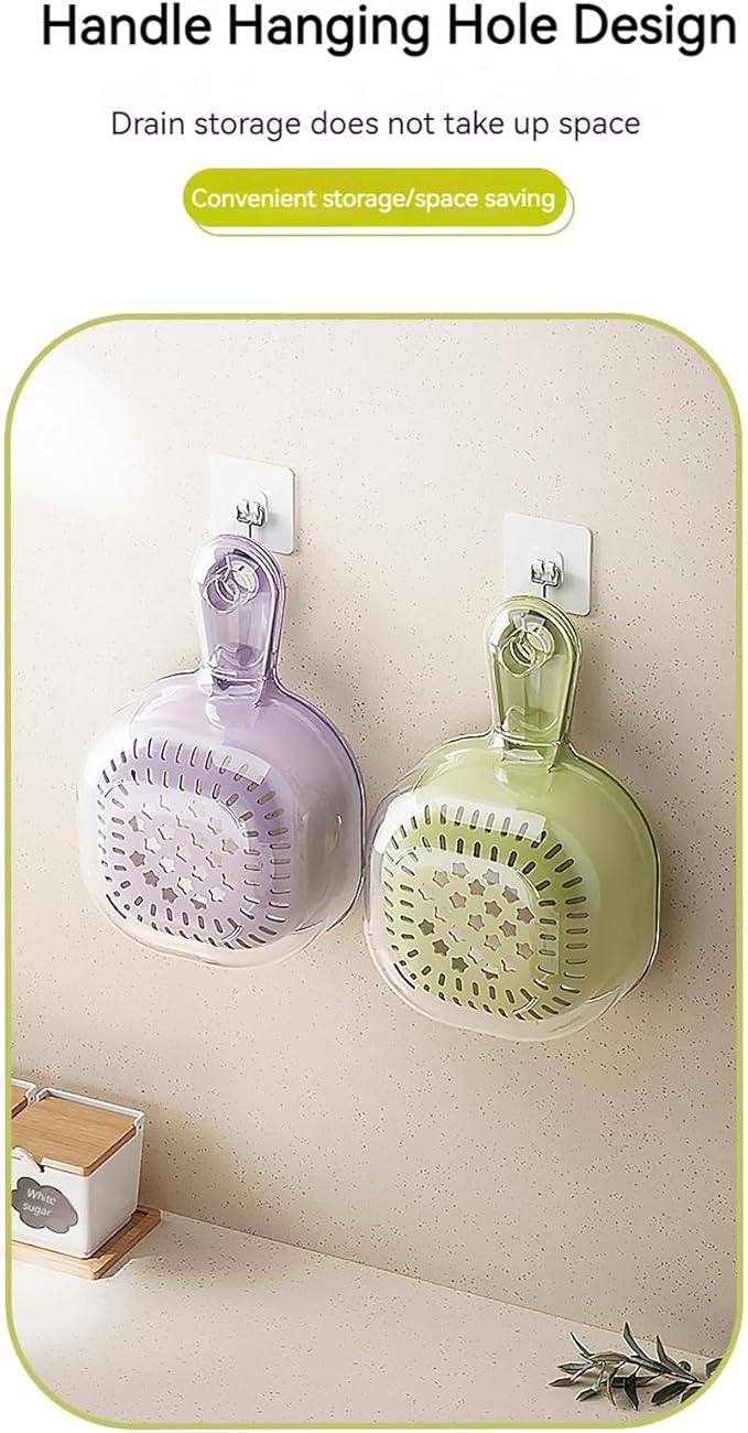 Small Fruit Colander,Fruit Rinser Strainer Container Dual-Layer Vegetable Cutting And Draining Basket,Watermelon Bowl With Strainer For Mini Berry And Tomato Grape Washer (Purple)