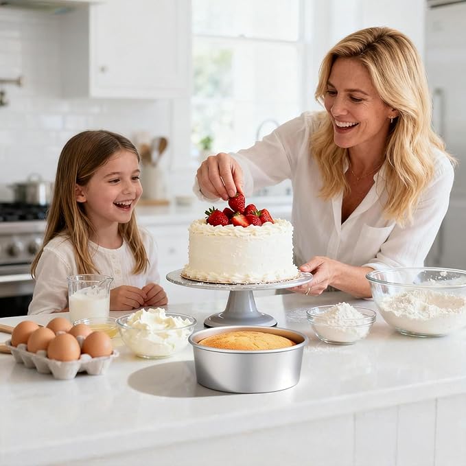 Beasea 8 Inch Cake Pans Set, 3 Pack Aluminum Alloy Round Layer Cake Pan with Removable Bottom for Cheesecake Mold Tin Oven Baking