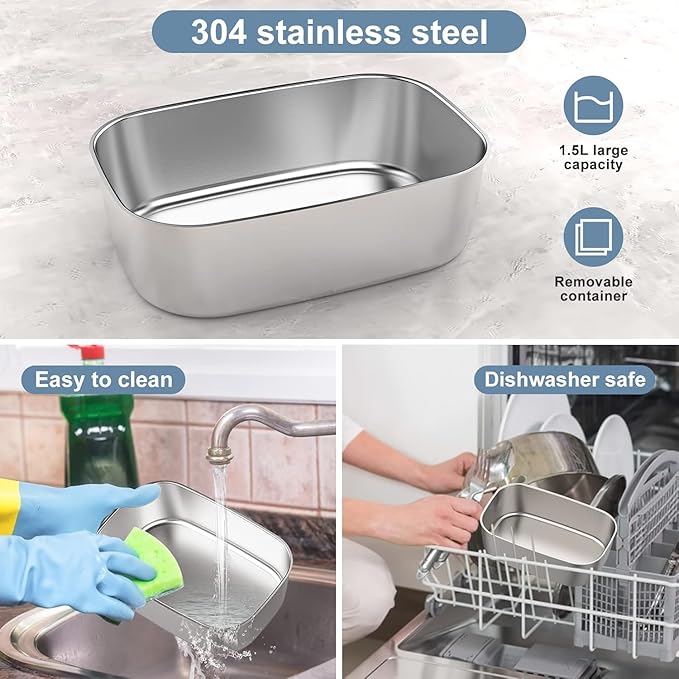 Electric Heated Lunch Box for Men/Women Home 80W Portable Food Warmer with 12V/24V/110V/220V Stainless Steel Leakproof Container for Work Travel Jobsite Camping Gift for Adults/Men/Woman