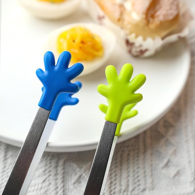 Shindel Mini Serving Tongs, 5.1" Small Stainless Steel Tongs, Cute Kitchen Gadgets for Christmas Candy, Snacks, Chips, Cookies, Fruit, Salad, Food, Sugar Cubes, Party, Appetizers, Great for Fine Motor