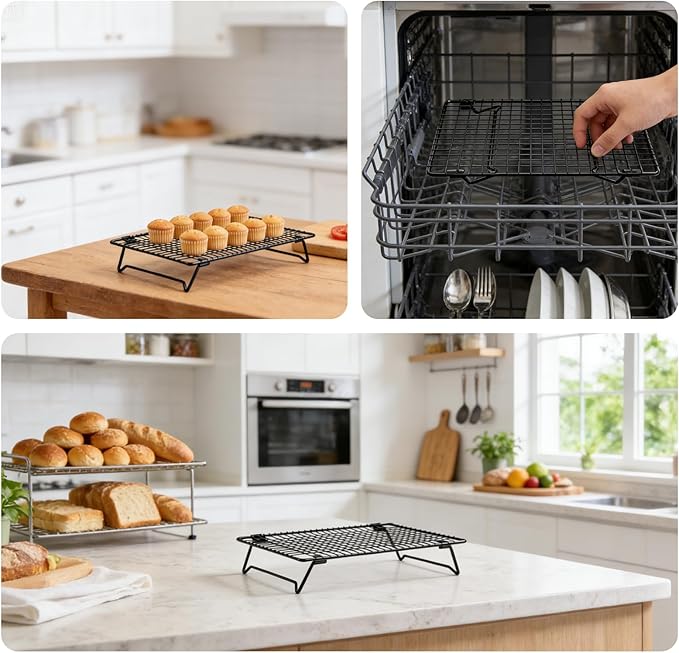 Cooling Racks for Cooking and Baking, Cookie Cooling Rack, 2-Pack with Sizes 16.93X11.02X3.15 Inches & 13.4x9.4x2.36 Inches, Sturdy Baking Cooling Racks for Cookies, Cakes