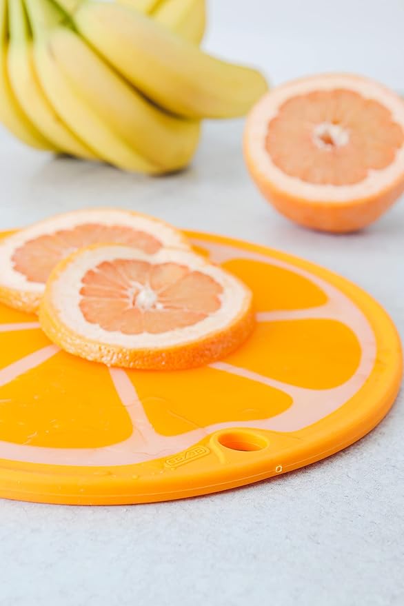 Dexas Citrus Slice Cutting Board/Serving Board 9 inches, Orange