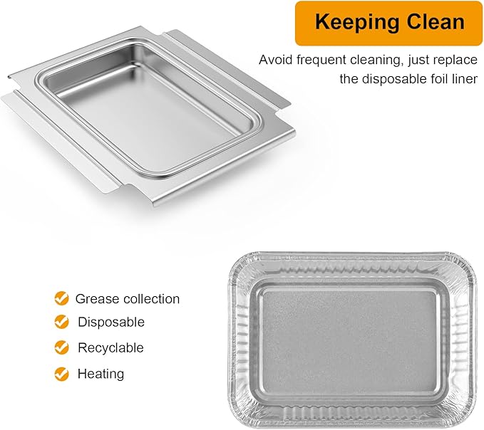 LS'BABQ Grease Catch Pan Holder with 10 Pack Aluminum Foil Grill Drip Pan for Weber Q200 Q300 Q220 Q240 Q2000 Q2200 Q320 Series Gas Grill,BBQ Replacement Parts for Weber 80580/41877